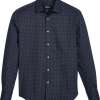 Awearness Kenneth Cole Slim Fit Spread Collar Sport Shirt, Navy Stars