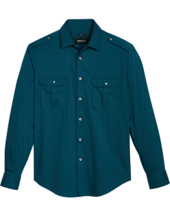 Awearness Kenneth Cole Slim Fit Spread Collar Sport Shirt Teal