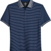 Michael Strahan Modern Fit Short Sleeve Polo, Navy Stripe