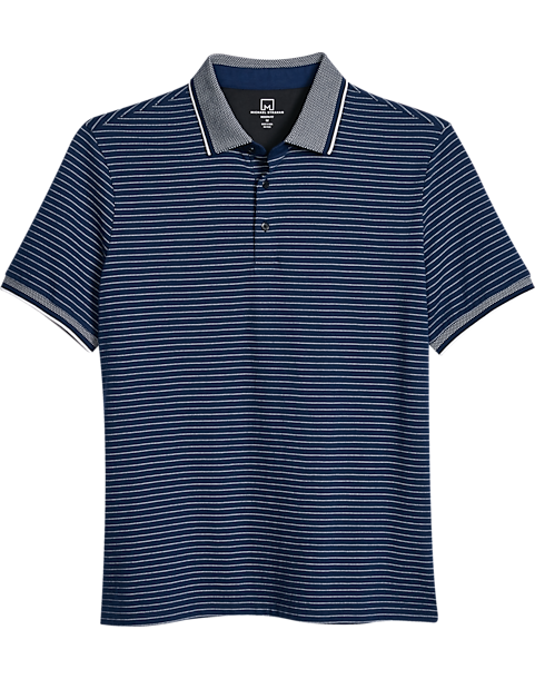 Michael Strahan Modern Fit Short Sleeve Polo, Navy Stripe 3 Michael Strahan Modern Fit Short Sleeve Polo, Navy Stripe