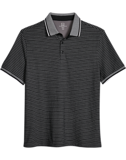 Michael Strahan Modern Fit Short Sleeve Polo, Black Stripe