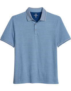 Michael Strahan Modern Fit Short Sleeve Polo, Blue Stripe