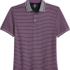 Michael Strahan Modern Fit Short Sleeve Polo, Purple Stripe