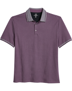 Michael Strahan Modern Fit Short Sleeve Polo, Purple Stripe