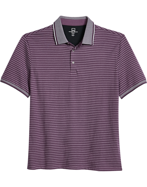 Michael Strahan Modern Fit Short Sleeve Polo, Purple Stripe 3 Michael Strahan Modern Fit Short Sleeve Polo, Purple Stripe