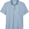 Michael Strahan Modern Fit Zip Polo, Light Blue