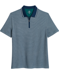 Michael Strahan Modern Fit Zip Polo, Teal