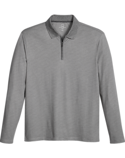 Michael Strahan Modern Fit Long Sleeve Polo, Gray