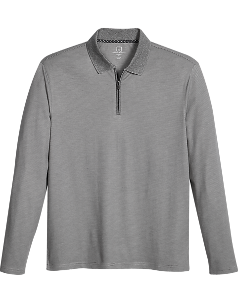 Michael Strahan Modern Fit Long Sleeve Polo, Gray 3 Michael Strahan Modern Fit Long Sleeve Polo, Gray