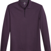 Michael Strahan Modern Fit Long Sleeve Polo Purple & Gray -Dress Shirts Sales MW40 6NCX 16 MICHAEL STRAHAN PURPLE MAIN