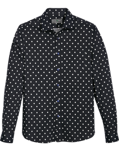 Paisley & Gray Slim Fit Spread Collar Sport Shirt, White And Blue Dot
