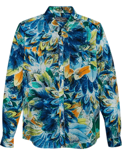 Paisley & Gray Slim Fit Button-Down Collar Sport Shirt, Blue And Yellow Feathers