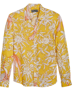 Paisley & Gray Slim Fit Spread Collar Sport Shirt, Yellow Tropical Bird