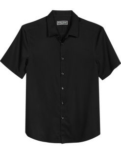Paisley & Gray Slim Fit Spread Collar Short Sleeve Sport Shirt, Black