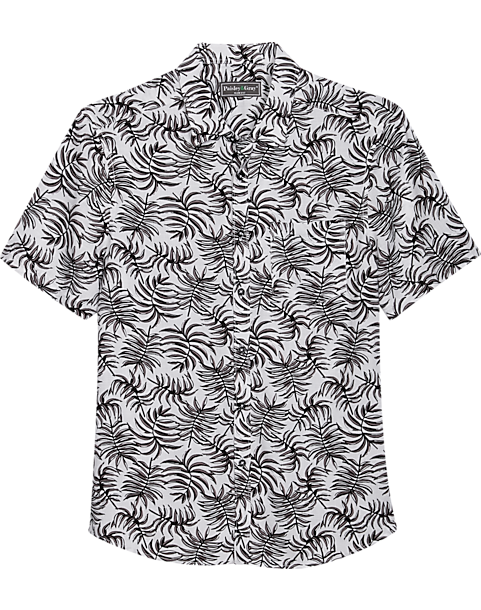 Paisley & Gray Slim Fit Spread Collar Short Sleeve Sport Shirt, Black And White Fern 3 Paisley & Gray Slim Fit Spread Collar Short Sleeve Sport Shirt, Black And White Fern