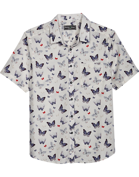 Paisley & Gray Slim Fit Spread Collar Sport Shirt, White Small Heart Butterfly 3 Paisley & Gray Slim Fit Spread Collar Sport Shirt, White Small Heart Butterfly