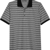 Paisley & Gray Slim Fit Polo, Black And White Zigzag Stripe