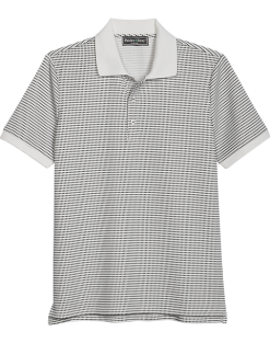 Paisley & Gray Slim Fit Polo, White & Black Dot