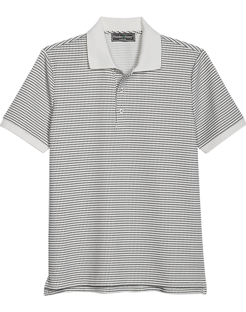Paisley & Gray Slim Fit Polo, White & Black Dot 3 Paisley & Gray Slim Fit Polo, White & Black Dot