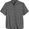 Michael Strahan Modern Fit Four-Way Stretch Short Sleeve Sport Shirt, Black Geometric