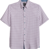 Michael Strahan Modern Fit 4-Way Stretch Short Sleeve Sport Shirt, Pink Grid -Dress Shirts Sales MW40 6NGM 97 MICHAEL STRAHAN PINK MAIN