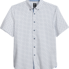 Michael Strahan Modern Fit 4-Way Stretch Short Sleeve Sport Shirt, White & Blue Dot -Dress Shirts Sales MW40 6NGP 10 MICHAEL STRAHAN WHITE MAIN