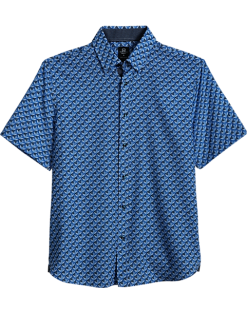 Michael Strahan Modern Fit Short Sleeve Sport Shirt, Blue 3-D Star
