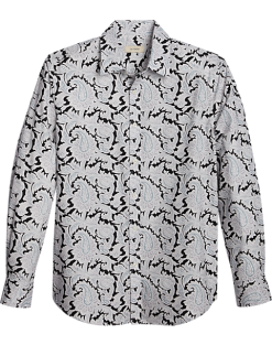 Jaymes Modern Fit Spread Collar Sport Shirt, Black Paisley