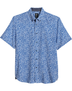 Michael Strahan Modern Fit 4-Way Stretch Short Sleeve Sport Shirt, Blue Floral