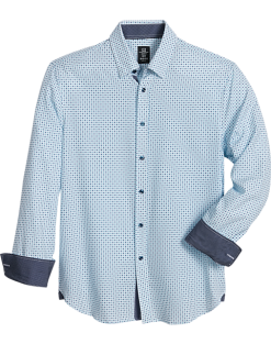Michael Strahan Modern Fit Spread Collar 4-Way Stretch Sport Shirt, White Diamond Dot