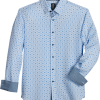 Michael Strahan Modern Fit Spread Collar 4-Way Stretch Sport Shirt, Blue Hexagon -Dress Shirts Sales MW40 6NHL 14 MICHAEL STRAHAN BLUE MAIN