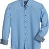 Michael Strahan Modern Fit Spread Collar 4-Way Stretch Sport Shirt, Blue Geo Starfish