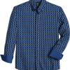 Michael Strahan Modern Fit Button-Down Collar 4-Way Stretch Sport Shirt, Navy Windowpane