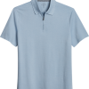 Michael Strahan Modern Fit Zip Polo, Medium Blue