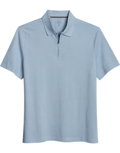 Michael Strahan Modern Fit Zip Polo, Medium Blue