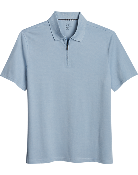 Michael Strahan Modern Fit Zip Polo, Medium Blue 3 Michael Strahan Modern Fit Zip Polo, Medium Blue