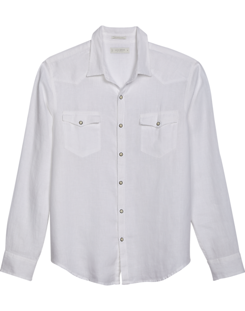 Lucky Brand Classic Fit Western Linen Sport Shirt, White 3 Lucky Brand Classic Fit Western Linen Sport Shirt, White