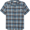 Lucky Brand Classic Fit Short Sleeve Western Sport Shirt, Blue Plaid