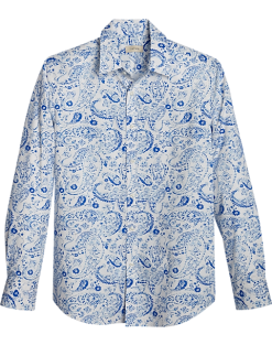 Jaymes Modern Fit Spread Collar Sport Shirt, Blue Paisley