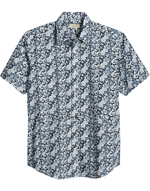 Jaymes Modern Fit Camp Shirt, Blue Floral 3 Jaymes Modern Fit Camp Shirt, Blue Floral