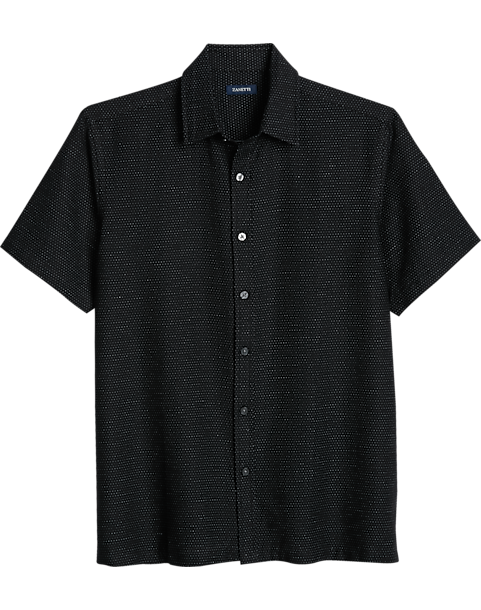 Zanetti Modern Fit Camp Shirt, Black Mini Dots 3 Zanetti Modern Fit Camp Shirt, Black Mini Dots