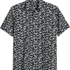 Zanetti Modern Fit Camp Shirt, Black Florals And Palms