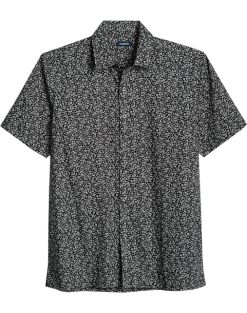 Zanetti Modern Fit Camp Shirt, Charcoal Mini Floral