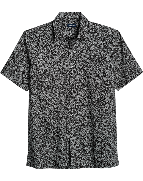 Zanetti Modern Fit Camp Shirt, Charcoal Mini Floral 3 Zanetti Modern Fit Camp Shirt, Charcoal Mini Floral