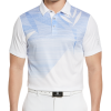 PGA Tour Classic Fit Printed Polo, White Asymmetric Tropical