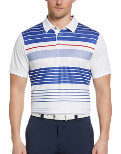 PGA Tour Classic Fit Printed Polo, White Energy Stripe