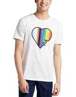 The Phluid Project Classic Fit Heart Graphic Crew, White
