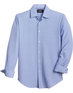 Report Collection Modern Fit Four-Way Stretch Sport Shirt, Navy Blue Diamond