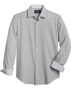 Report Collection Modern Fit Four-Way Stretch Sport Shirt, Gray Check