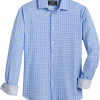 Report Collection Modern Fit Four-Way Stretch Sport Shirt, Medium Blue Check -Dress Shirts Sales MW40 6PGK 14 REPORT COLLECTION MED BLUE MAIN